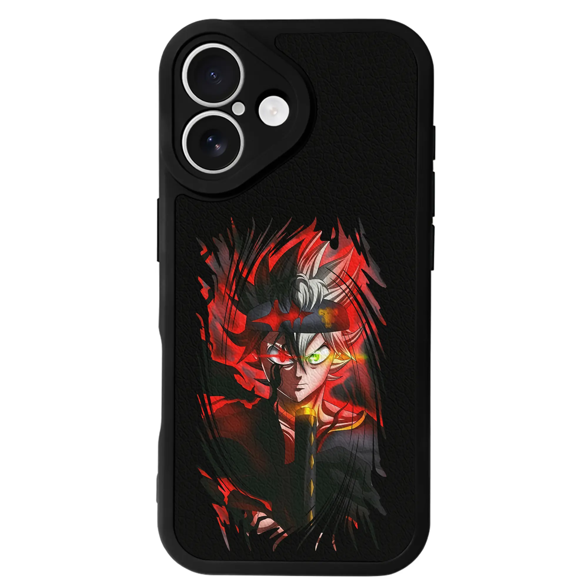 ブラッククローバー グッズ アスタ - IPhone 16シリーズ対応 ・ シリコンスマホケース ・ レザー調 ・ 高精度フィット ・ 耐衝撃 ・ ワイヤレス充電対応 ・ 精密カット